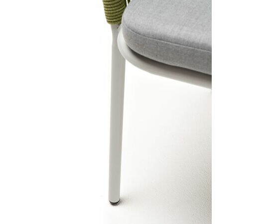 "Марсель" стул плетеный из роупа, каркас алюминий светло-серый (RAL7035) шагрень, роуп салатовый меланж круглый, ткань светло-серая, изображение 7 | Интернет магазин мебели и декора LifeDekor