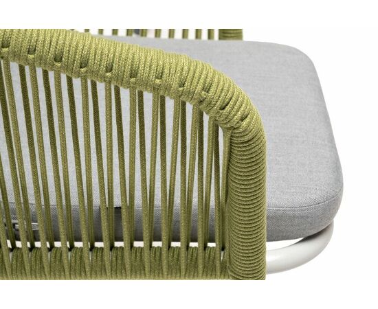 "Марсель" стул плетеный из роупа, каркас алюминий светло-серый (RAL7035) шагрень, роуп салатовый меланж круглый, ткань светло-серая, изображение 8 | Интернет магазин мебели и декора LifeDekor