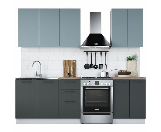 Кухонный гарнитур «Равенна Сити» 180см 60x40, Сумеречный голубой/Антрацит, изображение 2 | Интернет магазин мебели и декора LifeDekor