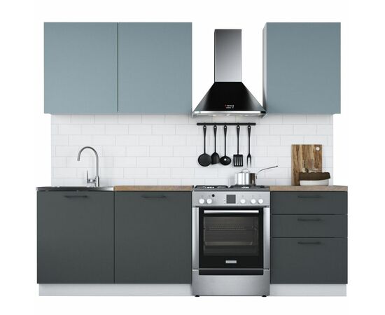 Кухонный гарнитур «Равенна Сити» 180см 60x60, Сумеречный голубой/Антрацит, изображение 2 | Интернет магазин мебели и декора LifeDekor
