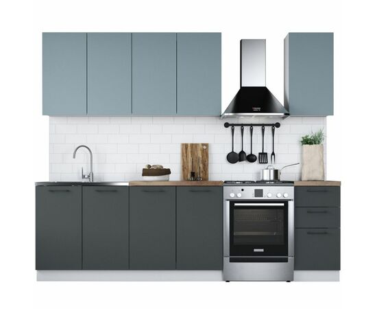 Кухонный гарнитур «Равенна Сити» 200см, Сумеречный голубой/Антрацит, изображение 8 | Интернет магазин мебели и декора LifeDekor