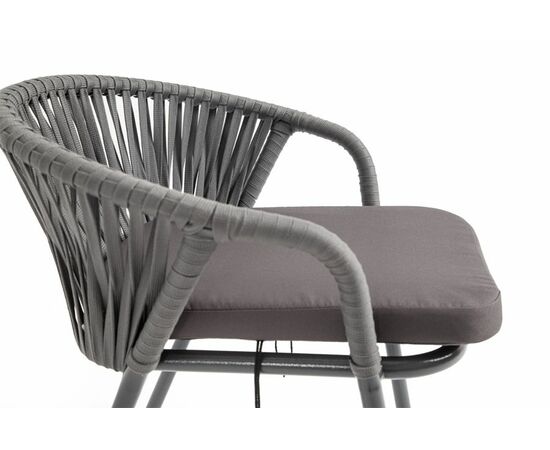 "Женева" стул плетеный из роупа, каркас алюминий темно-серый (RAL7024) муар, роуп серый 15мм, ткань серая 017, изображение 4 | Интернет магазин мебели и декора LifeDekor