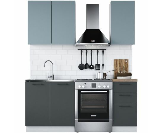 Кухонный гарнитур «Равенна Сити» 120см, Сумеречный голубой/Антрацит | Интернет магазин мебели и декора LifeDekor