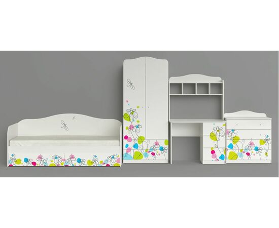 Стол письменный "Цветы", Белый шёлк, изображение 2 | Интернет магазин мебели и декора LifeDekor