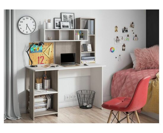Компьютерный стол Эфес дуб крафт серый / белый, изображение 2 | Интернет магазин мебели и декора LifeDekor