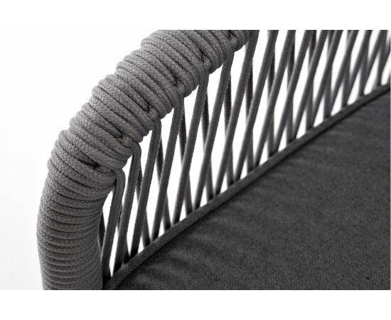"Канны" диван 3-местный плетеный из роупа, каркас алюминий белый муар, роуп светло-серый круглый, ткань серая 017, изображение 6 | Интернет магазин мебели и декора LifeDekor