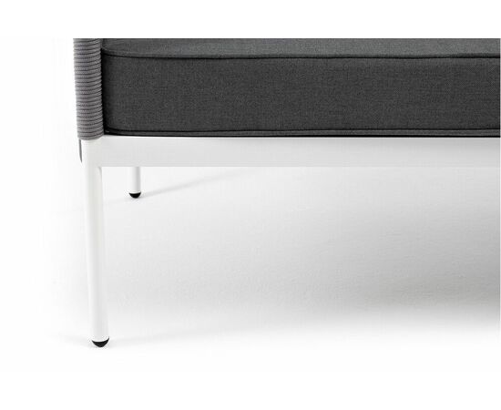 "Канны" диван 3-местный плетеный из роупа, каркас алюминий белый муар, роуп светло-серый круглый, ткань серая 017, изображение 7 | Интернет магазин мебели и декора LifeDekor