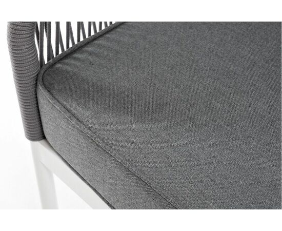 "Канны" диван 3-местный плетеный из роупа, каркас алюминий белый муар, роуп светло-серый круглый, ткань серая 017, изображение 9 | Интернет магазин мебели и декора LifeDekor