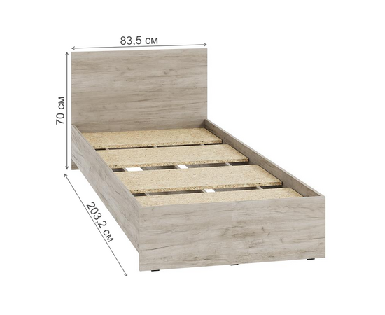 Кровать Адайн КР-080 80х200 дуб крафт серый / дуб крафт серый, изображение 2 | Интернет магазин мебели и декора LifeDekor