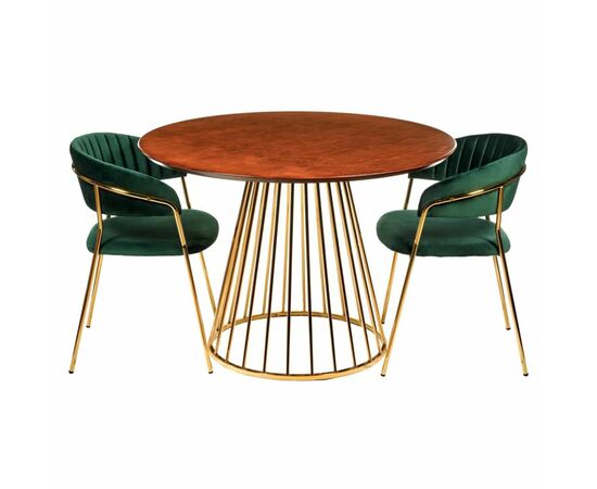 Стол Liverpool 110см шпон орех, золотистые ножки, изображение 2 | Интернет магазин мебели и декора LifeDekor