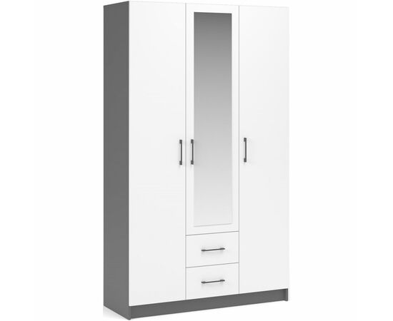 Шкаф «Чикаго» 3д2ящ (с зеркалом) Антрацит/Белый, изображение 2 | Интернет магазин мебели и декора LifeDekor