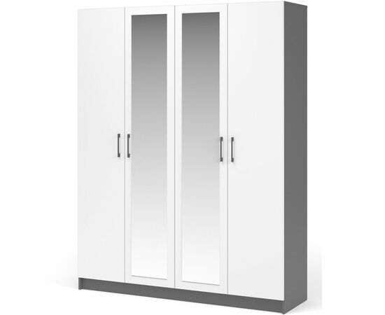 Шкаф «Чикаго» 4д (с зеркалами) Антрацит/Белый, изображение 2 | Интернет магазин мебели и декора LifeDekor