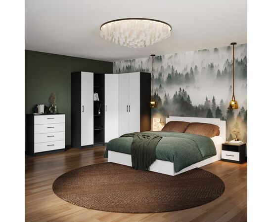 Шкаф «Чикаго» 3д2ящ (с зеркалом) Антрацит/Белый, изображение 4 | Интернет магазин мебели и декора LifeDekor