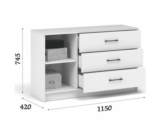 Комод «Чикаго» 1д3ящ, белый, изображение 3 | Интернет магазин мебели и декора LifeDekor