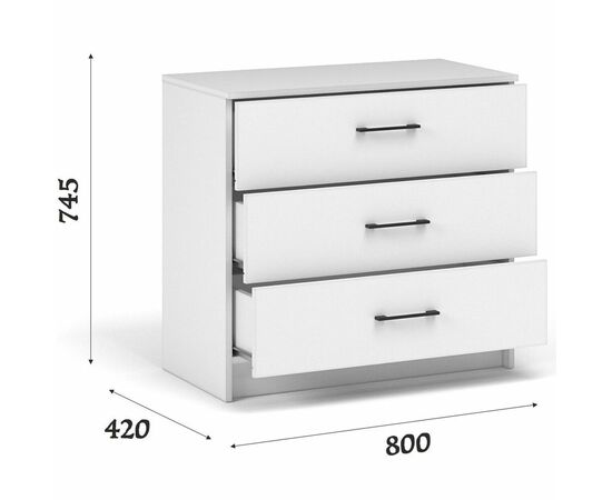 Комод «Чикаго» 3ящ, белый, изображение 3 | Интернет магазин мебели и декора LifeDekor