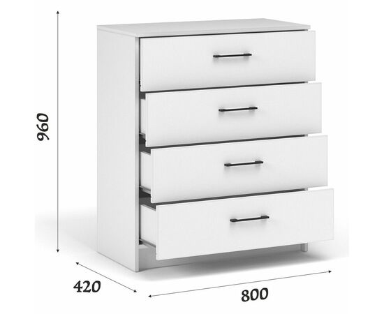 Комод «Чикаго» 4ящ, белый, изображение 3 | Интернет магазин мебели и декора LifeDekor