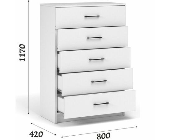 Комод «Чикаго» 5ящ, белый, изображение 3 | Интернет магазин мебели и декора LifeDekor