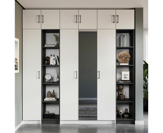 Шкаф «Чикаго» 4д (с зеркалами) Антрацит/Белый, изображение 8 | Интернет магазин мебели и декора LifeDekor