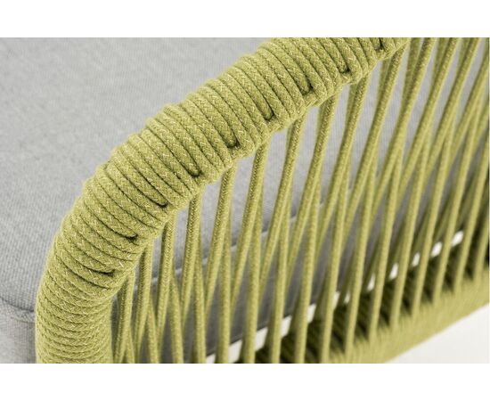 "Канны" диван 2-местный плетеный из роупа, каркас алюминий светло-серый (RAL7035) муар, роуп салатовый меланж круглый, ткань светло-серая, изображение 5 | Интернет магазин мебели и декора LifeDekor