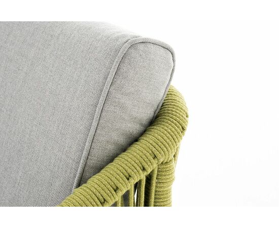 "Канны" диван 2-местный плетеный из роупа, каркас алюминий светло-серый (RAL7035) муар, роуп салатовый меланж круглый, ткань светло-серая, изображение 6 | Интернет магазин мебели и декора LifeDekor