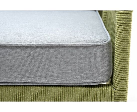 "Канны" кресло плетеное из роупа, каркас алюминий светло-серый (RAL7035) муар, роуп салатовый меланж круглый, ткань светло-серая, изображение 4 | Интернет магазин мебели и декора LifeDekor
