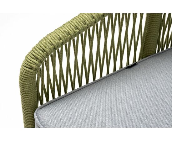 "Канны" кресло плетеное из роупа, каркас алюминий светло-серый (RAL7035) муар, роуп салатовый меланж круглый, ткань светло-серая, изображение 5 | Интернет магазин мебели и декора LifeDekor