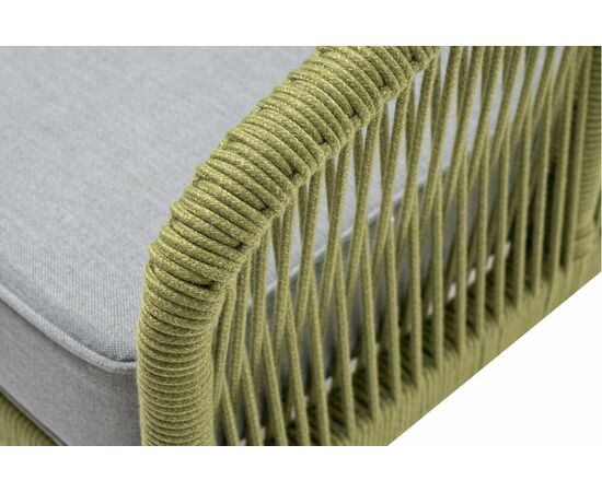 "Канны" кресло плетеное из роупа, каркас алюминий светло-серый (RAL7035) муар, роуп салатовый меланж круглый, ткань светло-серая, изображение 6 | Интернет магазин мебели и декора LifeDekor
