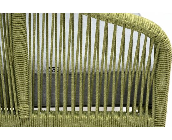 "Канны" кресло плетеное из роупа, каркас алюминий светло-серый (RAL7035) муар, роуп салатовый меланж круглый, ткань светло-серая, изображение 7 | Интернет магазин мебели и декора LifeDekor