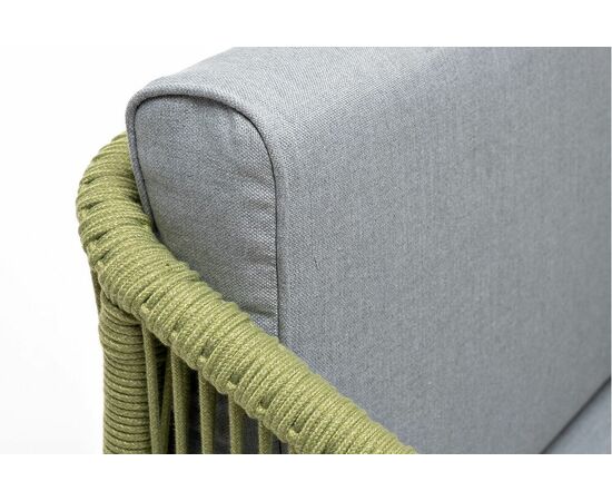 "Канны" кресло плетеное из роупа, каркас алюминий светло-серый (RAL7035) муар, роуп салатовый меланж круглый, ткань светло-серая, изображение 8 | Интернет магазин мебели и декора LifeDekor