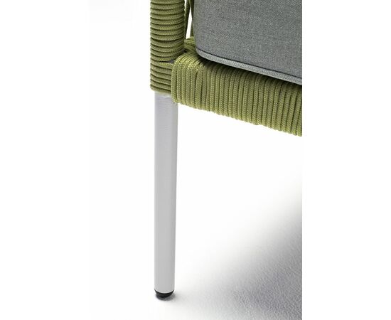 "Канны" кресло плетеное из роупа, каркас алюминий светло-серый (RAL7035) муар, роуп салатовый меланж круглый, ткань светло-серая, изображение 9 | Интернет магазин мебели и декора LifeDekor