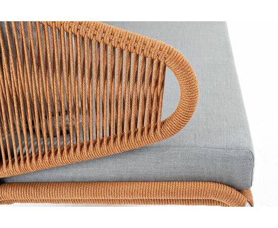 "Милан" диван 2-местный плетеный из роупа, каркас алюминий светло-серый (RAL7035) муар, роуп оранжевый меланж круглый, ткань светло-серая, изображение 5 | Интернет магазин мебели и декора LifeDekor