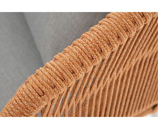 "Милан" диван 2-местный плетеный из роупа, каркас алюминий светло-серый (RAL7035) муар, роуп оранжевый меланж круглый, ткань светло-серая, изображение 6 | Интернет магазин мебели и декора LifeDekor