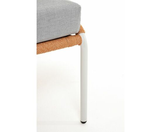 "Милан" диван 2-местный плетеный из роупа, каркас алюминий светло-серый (RAL7035) муар, роуп оранжевый меланж круглый, ткань светло-серая, изображение 7 | Интернет магазин мебели и декора LifeDekor