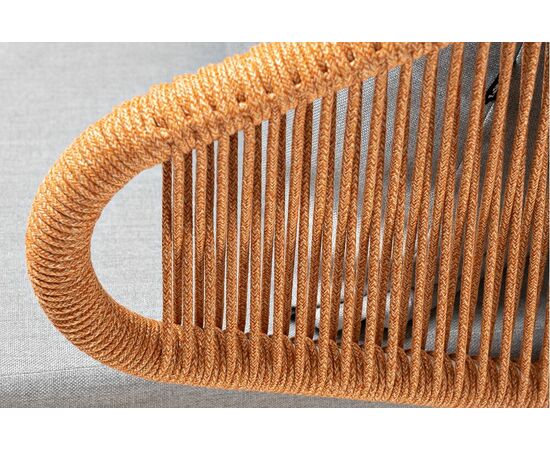 "Милан" кресло плетеное из роупа, каркас алюминий светло-серый (RAL7035) муар, роуп оранжевый меланж круглый, ткань светло-серая, изображение 4 | Интернет магазин мебели и декора LifeDekor