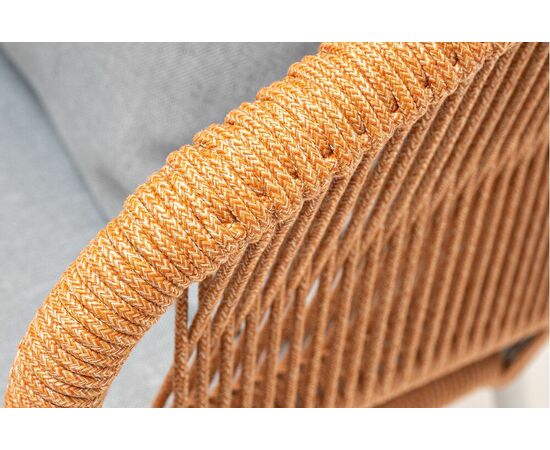 "Милан" кресло плетеное из роупа, каркас алюминий светло-серый (RAL7035) муар, роуп оранжевый меланж круглый, ткань светло-серая, изображение 5 | Интернет магазин мебели и декора LifeDekor