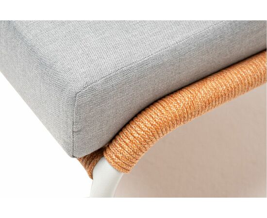 "Милан" кресло плетеное из роупа, каркас алюминий светло-серый (RAL7035) муар, роуп оранжевый меланж круглый, ткань светло-серая, изображение 6 | Интернет магазин мебели и декора LifeDekor