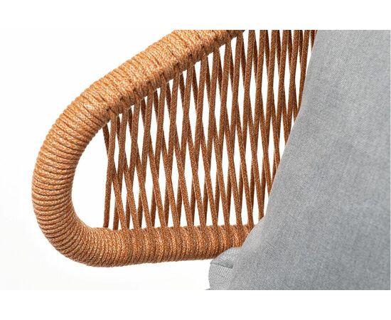 "Милан" кресло плетеное из роупа, каркас алюминий светло-серый (RAL7035) муар, роуп оранжевый меланж круглый, ткань светло-серая, изображение 7 | Интернет магазин мебели и декора LifeDekor