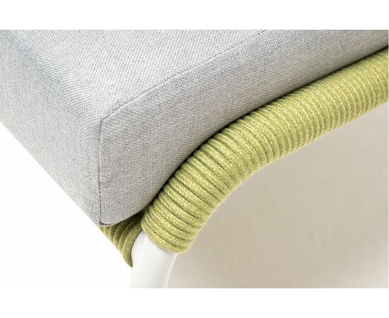 "Милан" кресло плетеное из роупа, каркас алюминий светло-серый (RAL7035) муар, роуп салатовый меланж круглый, ткань светло-серая, изображение 5 | Интернет магазин мебели и декора LifeDekor
