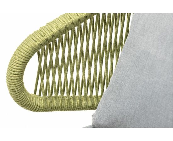 "Милан" кресло плетеное из роупа, каркас алюминий светло-серый (RAL7035) муар, роуп салатовый меланж круглый, ткань светло-серая, изображение 6 | Интернет магазин мебели и декора LifeDekor