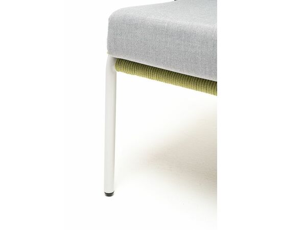 "Милан" кресло плетеное из роупа, каркас алюминий светло-серый (RAL7035) муар, роуп салатовый меланж круглый, ткань светло-серая, изображение 7 | Интернет магазин мебели и декора LifeDekor