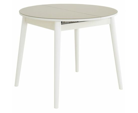 Стол «Ривьера» круг стекло капучино, белый прямые, изображение 2 | Интернет магазин мебели и декора LifeDekor