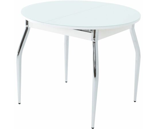 Стол «Ривьера» круг, стекло белый, опоры хром, изображение 2 | Интернет магазин мебели и декора LifeDekor