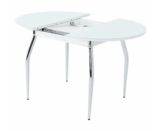 Стол «Ривьера» круг, стекло белый, опоры хром, изображение 5 | Интернет магазин мебели и декора LifeDekor