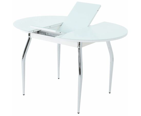 Стол «Ривьера» круг, стекло белый, опоры хром, изображение 4 | Интернет магазин мебели и декора LifeDekor