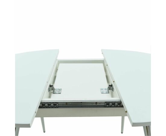 Стол «Ривьера» круг, стекло белый, опоры хром, изображение 6 | Интернет магазин мебели и декора LifeDekor