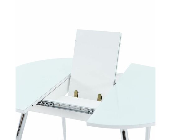 Стол «Ривьера» круг, стекло белый, опоры хром, изображение 8 | Интернет магазин мебели и декора LifeDekor