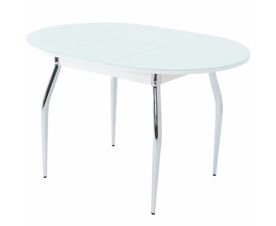 Стол «Ривьера» круг, стекло белый, опоры хром, изображение 3 | Интернет магазин мебели и декора LifeDekor