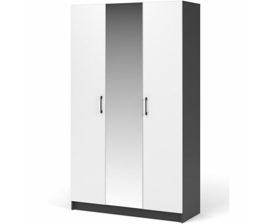 Шкаф «Чикаго» 3д (с зеркалом) MAX Антрацит/Белый | Интернет магазин мебели и декора LifeDekor