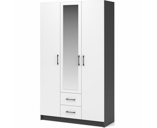 Шкаф «Чикаго» 3д2ящ (с зеркалом) Антрацит/Белый | Интернет магазин мебели и декора LifeDekor