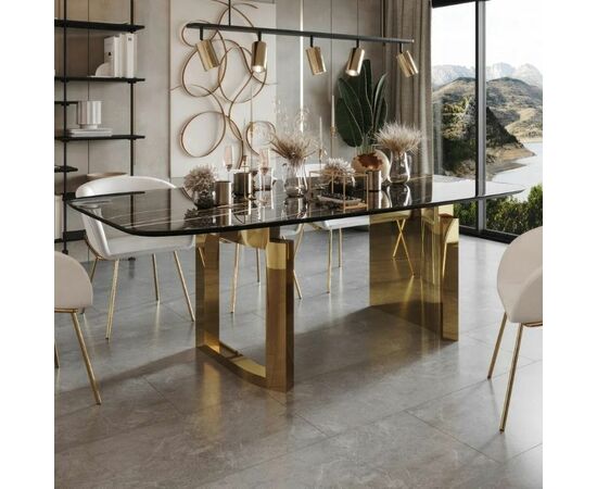 Стол обеденный Liam 180, керамика глянцевая черная | Интернет магазин мебели и декора LifeDekor